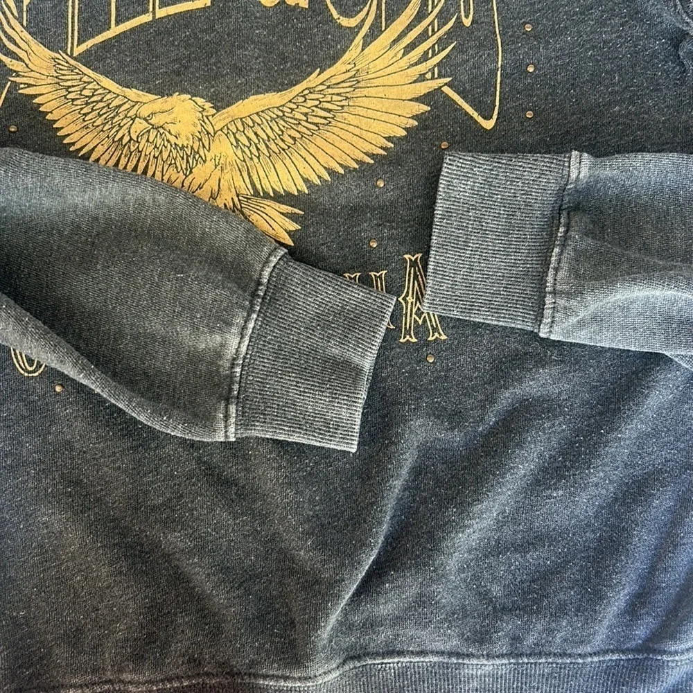 Zoe + Liv Gray Stay Gold California Eagle Sweatshirt Crewneck Distressed XSmall - Picture 5 of 7
